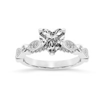 IGI Certified 1 Carat Heart Shape Lab Grown Diamond Engagement Ring | 14K White Gold |Larisa Side Stone Diamond Ring | FG-VS1-VS2 Quality Friendly Diamonds