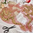 thumbnail image 4 of 2 apliques de encaje bordado con dragón dorado, estilo chino, 46 ​​x 26 cm, con lentejuelas doradas para vestidos de novia, cojines, cortinas y manteles., 4 of 5