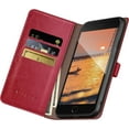 thumbnail image 4 of for iPhone SE2/SE 3rd 2022/7/8 4.7" Phone case[RFID Blocking Leather],[3 Credit Card Slot] Flip Folio Book Shockproof Protector,Holder Stand case,Women Men for Apple SE Wallet Cover,Red, 4 of 12