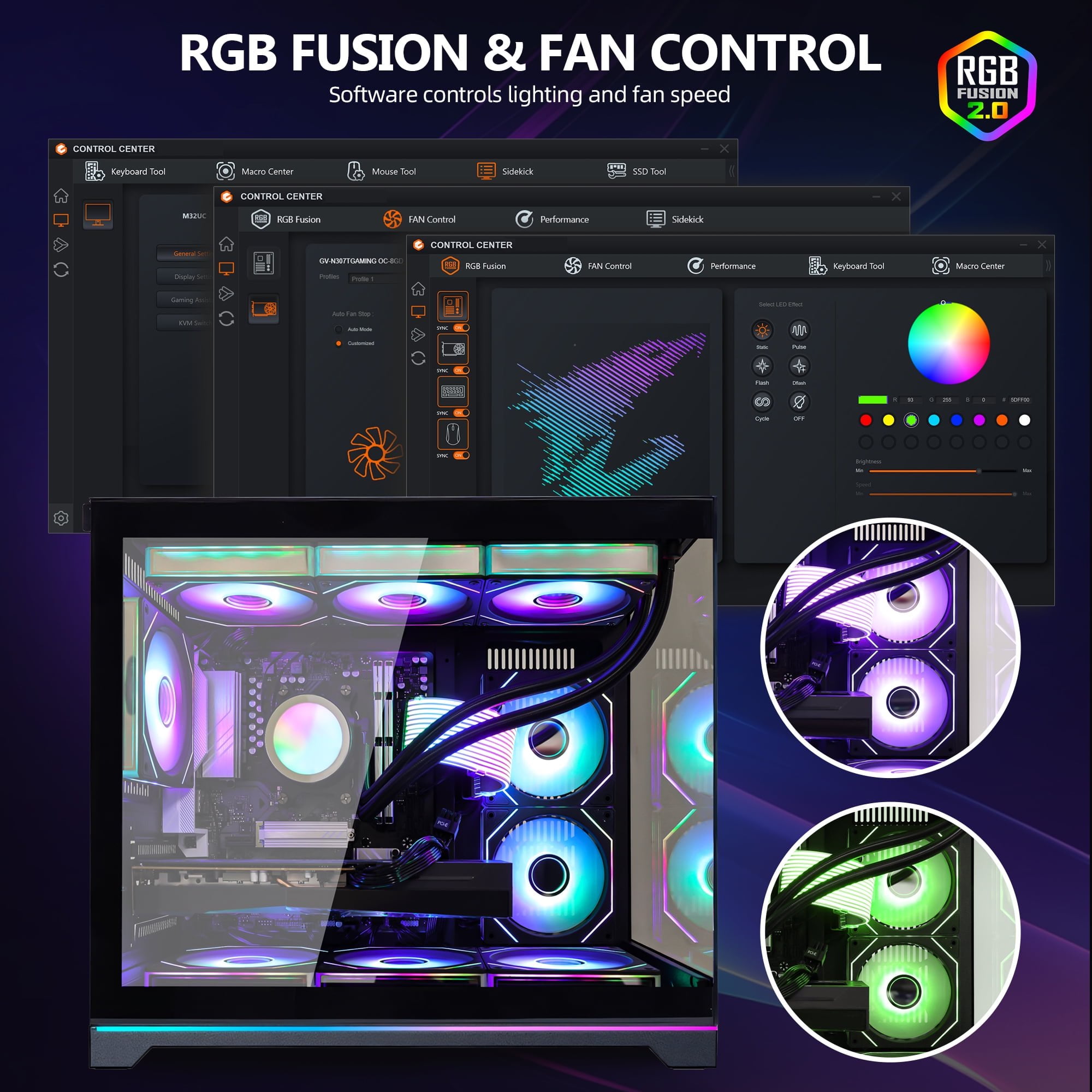 Hoengager RTX 5070 12G Gaming PC -AMD Ryzen 7 9700X, 32GB DDR5 RAM, 1TB PCIe and 1TB SATA SSD, 850W PSU, 360 RGB Liquid Cooler, Windows 11-Ocean Park