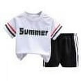 thumbnail image 4 of Toddler Baby Boy Summer Clothes Funny Letter T Shirt Elastic Waist Pockets Shorts Set 2 Piece Outfit, Size 4 Years, 4 of 4