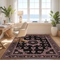 thumbnail image 3 of Design&I 4'x6' Washable Area Rug Trellis Vintage Cameo Border Delicate Ribbon Scattered Pink Coquette Refined for Reading Nook, Bedroom, Pet Friendly & Non-Slip Built-In Grip, 3 of 7