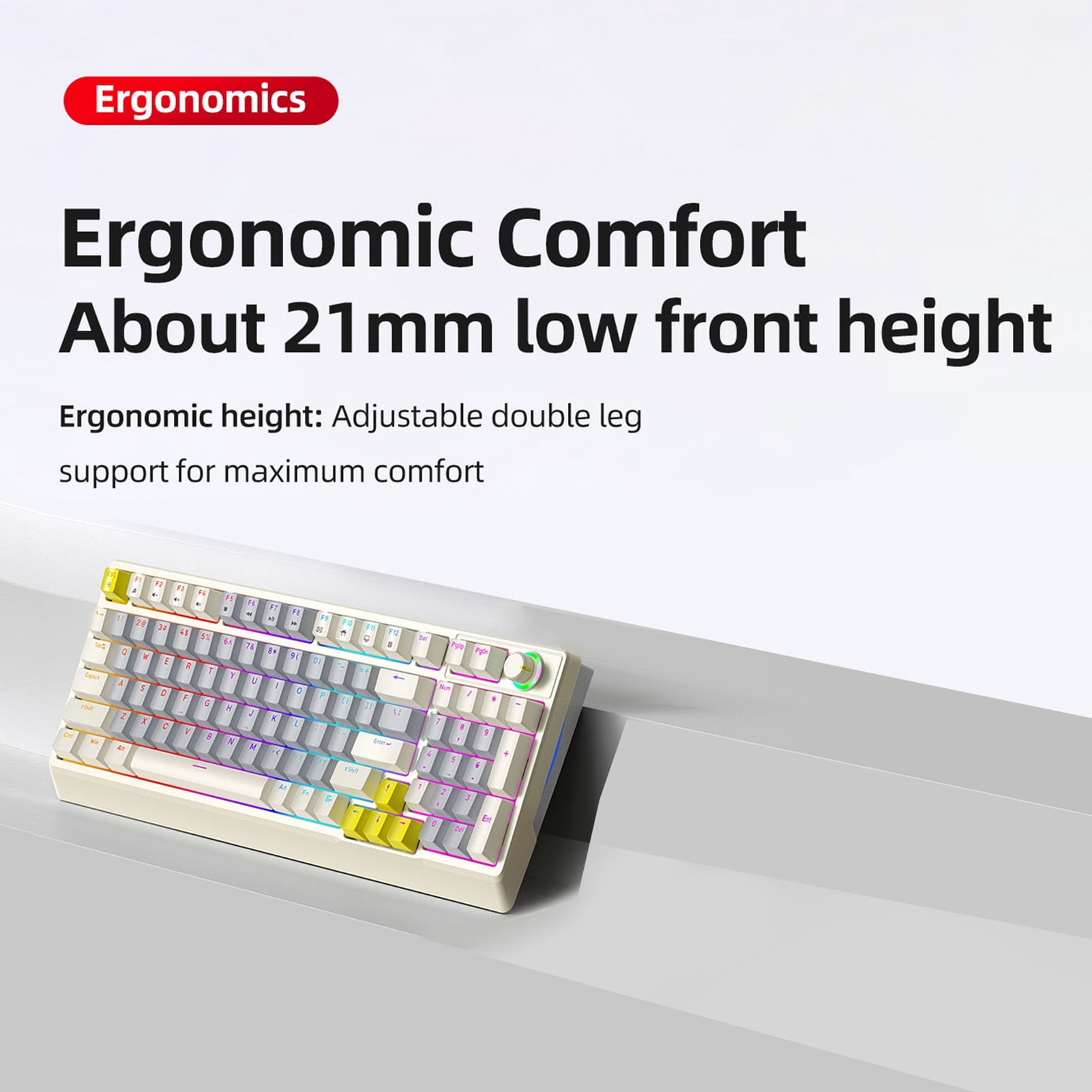 Mechanical Keyboard T50 RGB Mechanical Keyboard Customizable Blue Switch Dynamic Lighting Ergonomic Design PC Gaming Typing Work