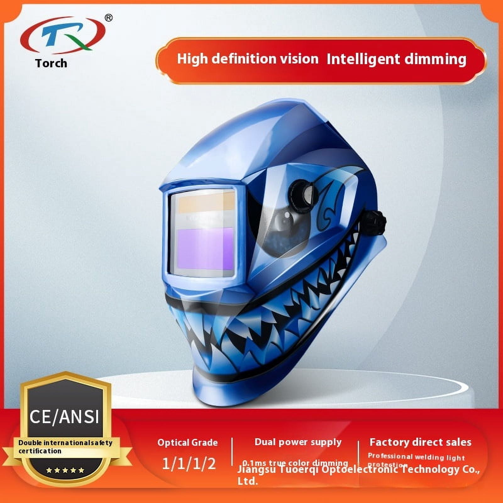 Solar Powered Auto Darkening Welding Helmet with True Color View for Welders and Industrial Safety Face Shield