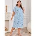 thumbnail image 3 of PinkBeautiM Nightgowns for Women Plus Size Floral Print Short Sleeve Pleated Sleepwear, 3 of 6