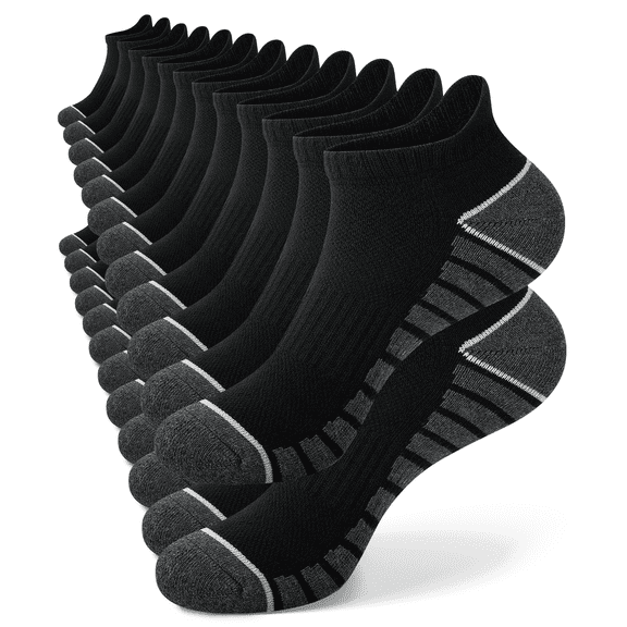 KOITHOT 12 Pairs Mens Socks Ankle Cushioned Sport Low Cut Socks Athletic Running Size 6-9