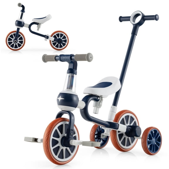 Redsmile Kids Tricycle 4-in-1 Trike Bike for Toddlers Ages 2-4 with Adjustable Parent Push Handle and Seat Height, Carbon Steel Frame Holds 66 lbs, Multicolor