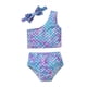 thumbnail image 1 of Niños bebés niñas 3 piezas sirena un hombro chaleco bragas Bowknot Bikini conjunto traje de baño traje de baño, tamaño: 110, sirena Feliz Sencillez, 1 of 4