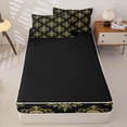 thumbnail image 4 of Homewish Black Gold Skull Damask Zipper Queen Comforter Set with Fitted Sheet and 2 Pillowcases,Happy Halloween Zipper Bedding Set,Black Reversible,4pcs, 4 of 8
