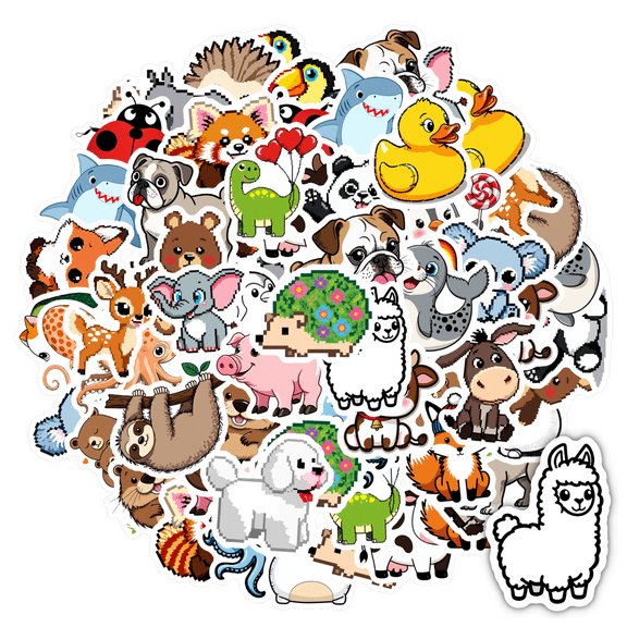 35pcs-70pcs Cute Animal Stickers Cartoon Kids Stickers PVC Children Stickers for Phone Guitar Laptop Suitcase