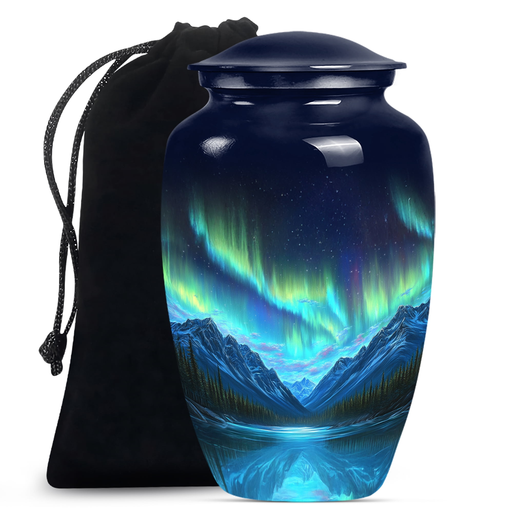 Northern Lights Large Urns for Human Ashes, Urn for Ashes Adult Male, Cremation Urns for Human Ashes Adult Female, Mini Urn for Human Ashes(Size - 10inch 1Pcs, 3inch 2Pcs)