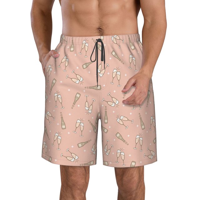 Balery New Year'S Eve Party Traje de Baño Estilo Hawaiano para Hombre, Shorts de Secado Rápido con Bolsillos-Large