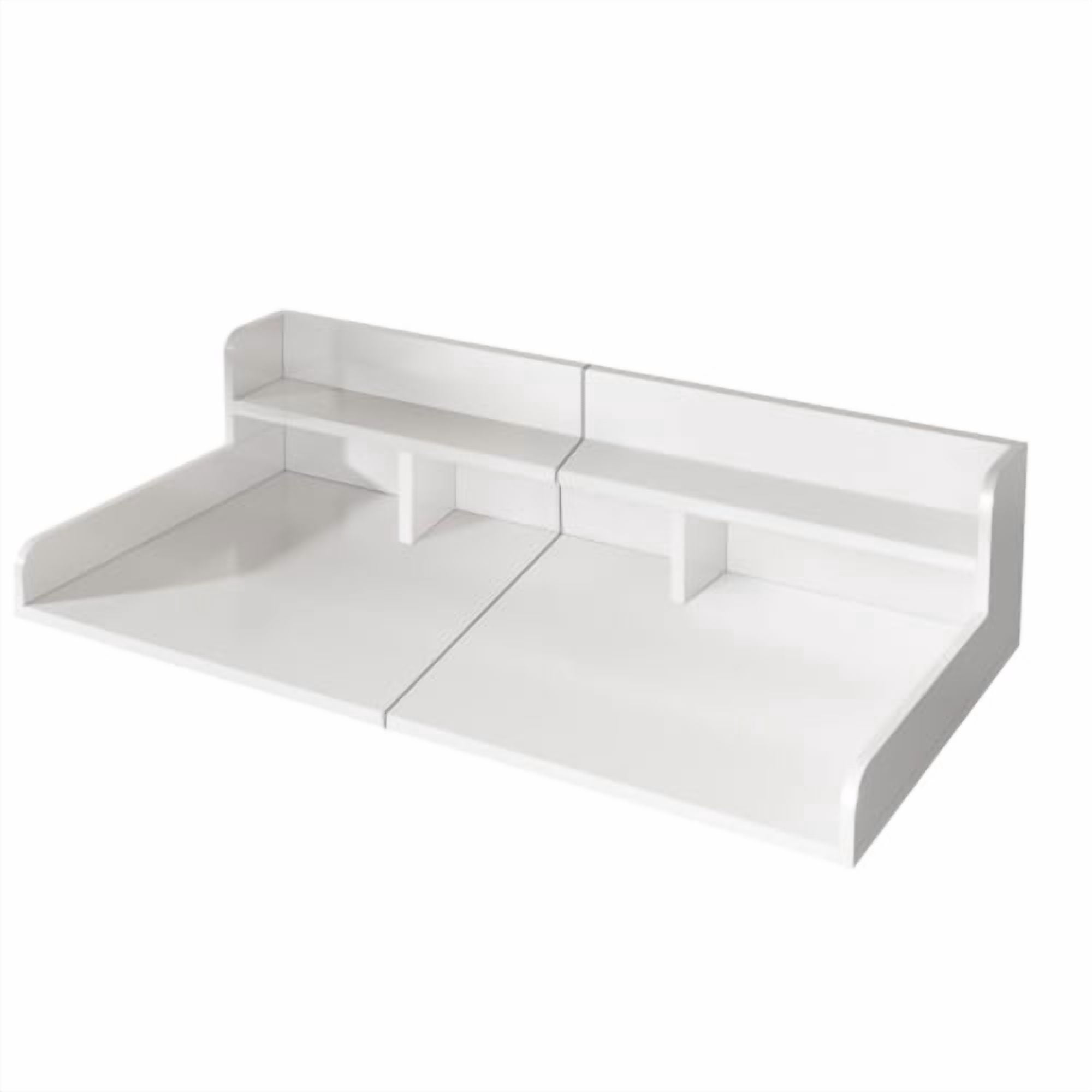 Washer Dryer Countertop with Non-Slip Pads – 54" x 27.5" Laundry Wood Shelf Topper with Raised Edge, Double Layer Organizer for Washer and Dryer, Laundry Hamper Counter Storage, White