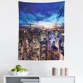 thumbnail image 1 of City Tapestry, Empire State and Skyscrapers of Midtown Manhattan New York Aerial View at Dusk, Fabric Wall Hanging Decor for Bedroom Living Room Dorm, 5 Sizes, Tan Navy Blue Aqua, by Ambesonne, 1 of 1