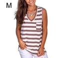 thumbnail image 1 of Camiseta de verano con cuello en V casual sin mangas con rayas de chaleco para mujer, rojo, blanco, M tholdsy AP002567-12, 1 of 5