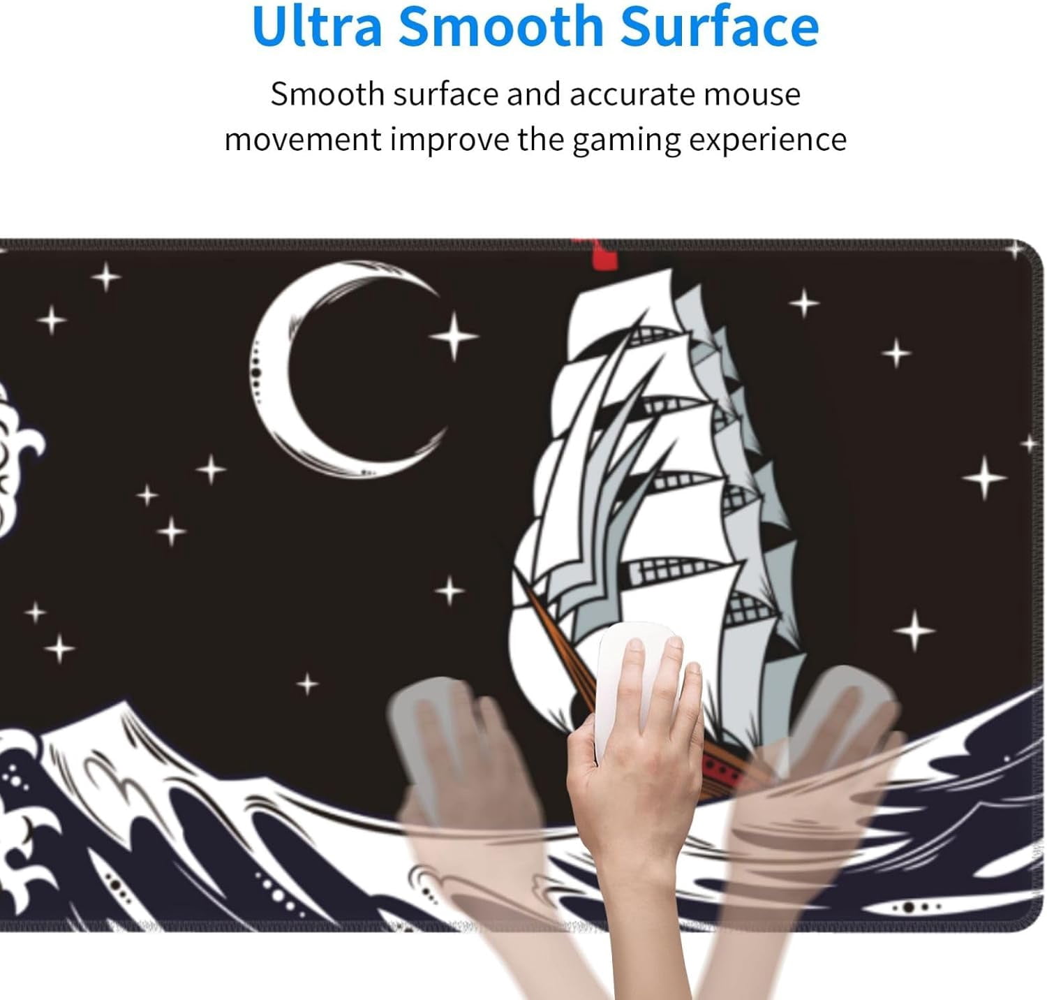 Japanese Wave Mouse Pad, Waterproof Extended Large Gaming Mousepad Desktop, Big Long Non-Slip Mouse Mat for Laptop, Keyboard, Computer for Decor Office, 31.5 * 11.8 in