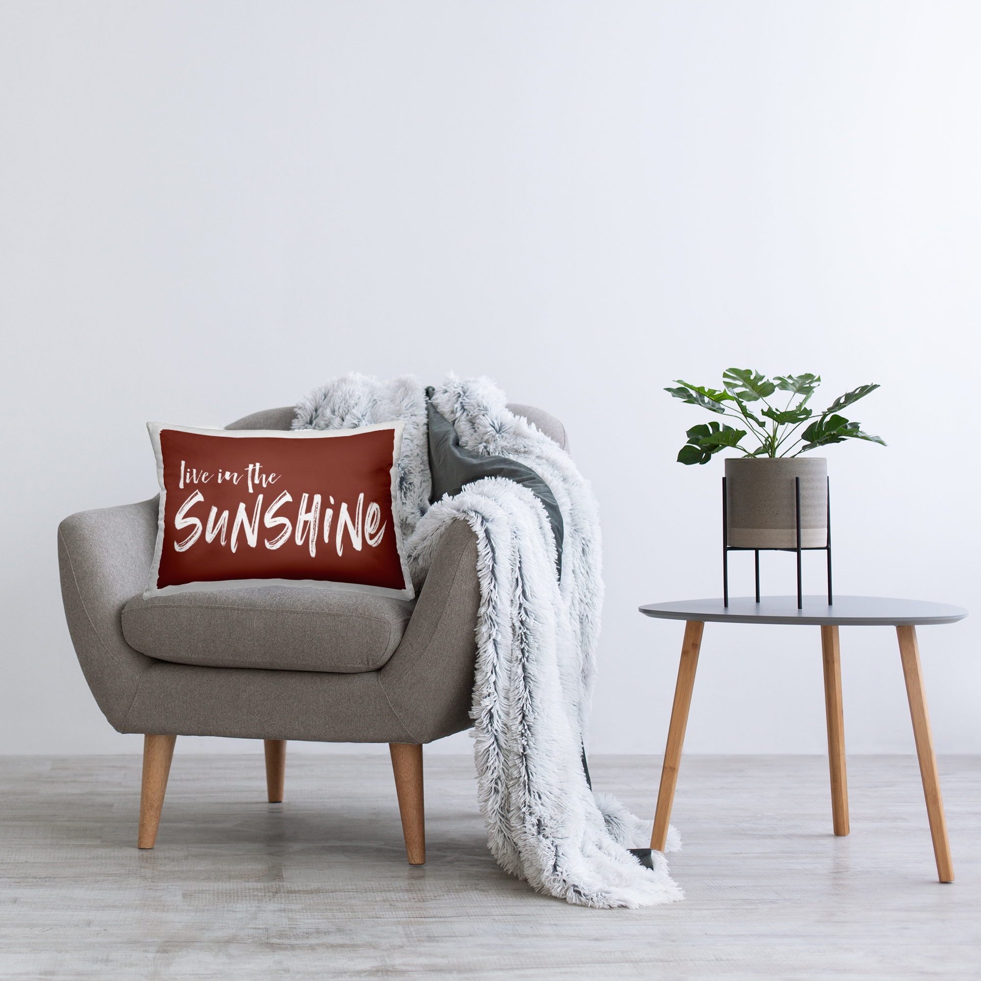 Stupell Industries Live In The Sunshine Brown Decorative Printed Throw Pillow, design by Lettered and Lined