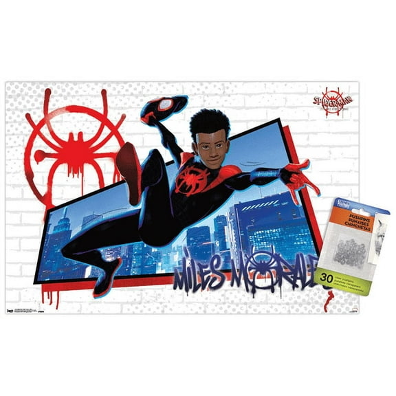 Marvel Cinematic Universe - Spider-Man - Into The Spider-Verse - Miles Wall Poster with Push Pins, 14.725" x 22.375"
