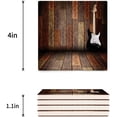 thumbnail image 3 of RYLABLUE Guitar Rustic Wood House Set of 4 Coaster for Drinks, Absorbent Ceramic Stone Coasters Cup Mat with Cork Base for Home Kitchen Room Coffee Table Bar Decor, 3 of 4