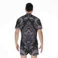 thumbnail image 2 of Black And Purple Damask Pattern Short Sleeve Men'S Rompers Casual Summer Jumpsuits Outfit, 2 of 4