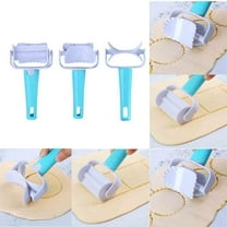 PATLOLLAV 3Pcs Rolling Pastry Cutter Set Round Roller Fondant Slicer DIY Dough Cutter Roller Baking Accessory for Wonton Biscuit Cookies Dumpling Cake Making Cookie Cutter