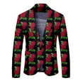 thumbnail image 6 of ZHOUCHANKIDS Mens Valentine's Day Two Piece Suit Set Featuring A Full Rose Print Design On Jacket And Pants Green S, 6 of 6