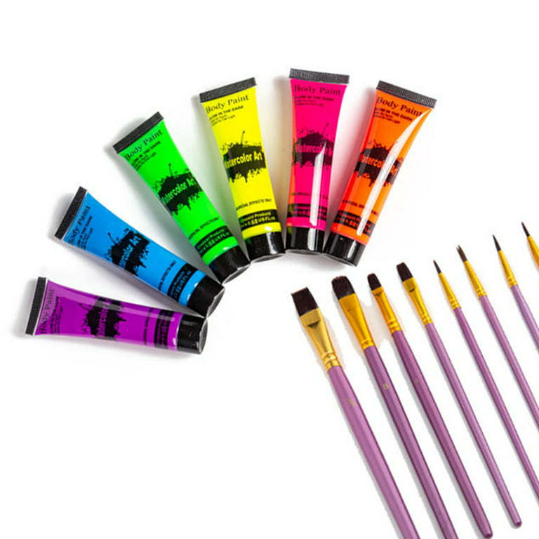 UV Glow Blacklight Face and Body Paint - 6 Color 24 tubes - Day or Night  Stage Clubbing or Costume Makeup