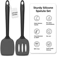 thumbnail image 2 of 2 Pack Silicone Spatula Set, High Heat Resistant, BPA Free Kitchen Spatula, Solid & Slotted Turner for Non-Stick Pans, Sautéing, and Flipping (2, PureBlack), 2 of 6