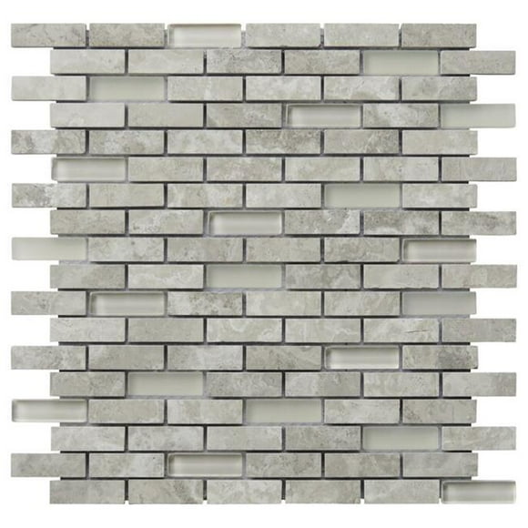 Intrend Tile NS021-D 0.65 x 2 Po Mélange de Mosaïque Linéaire de Tranquillité Calcaire - Gris