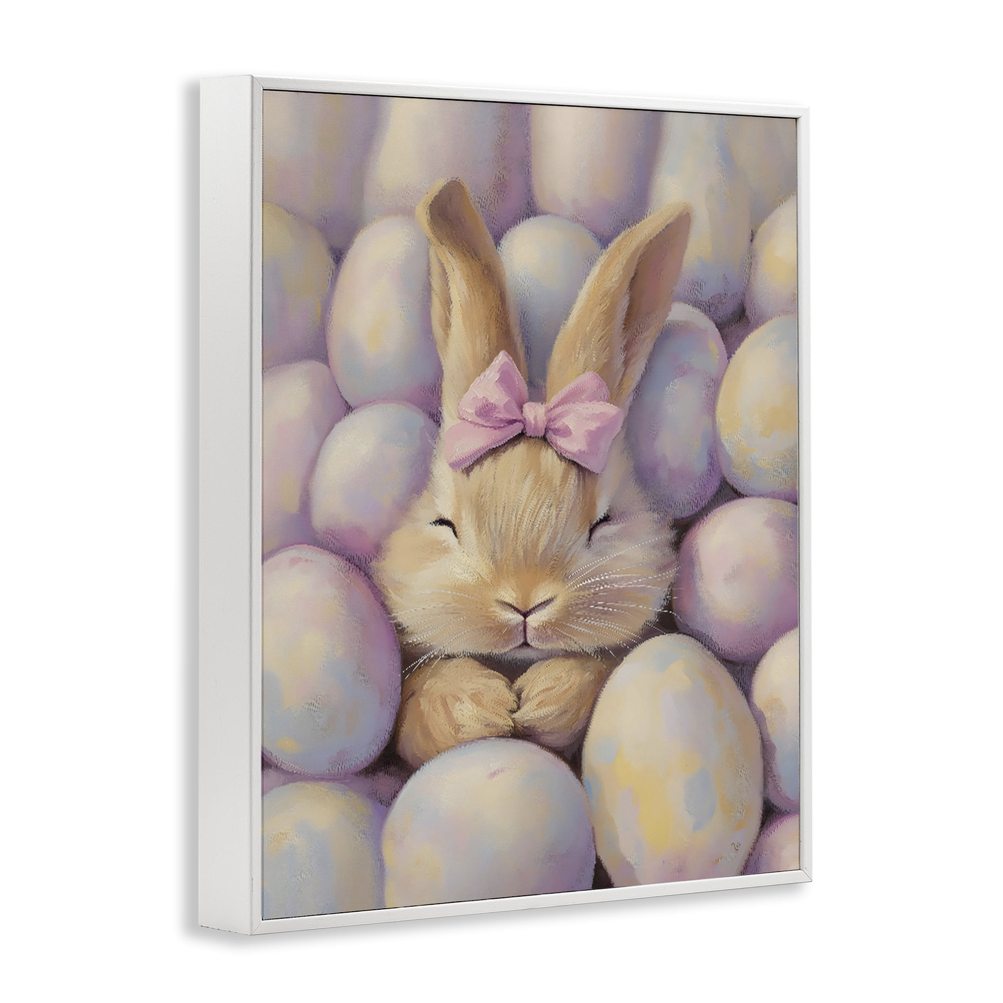 Stupell Industries Easter Bunny Nestled in Eggs White Framed Giclee Art, design by The Prints Vibe