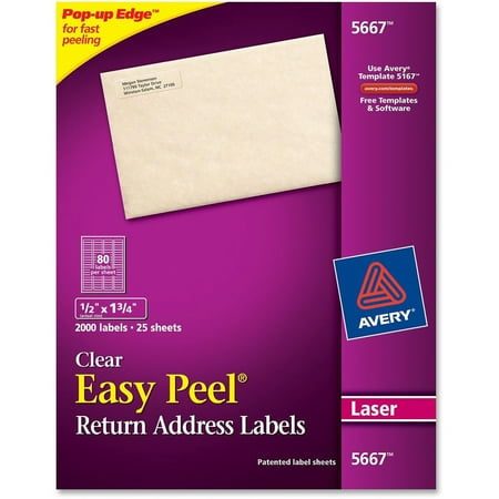 avery matte clear easy peel return address labels laser 1 2 x 1 3