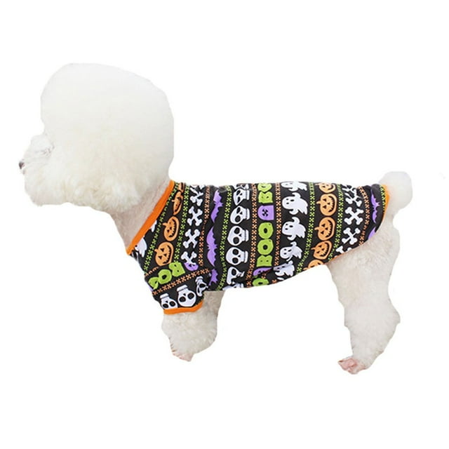 EIMELI Halloween Pets Fashion T-Shirt Pumpkin Spider Skull Patterns Print Neck Short Sleeve Pullover