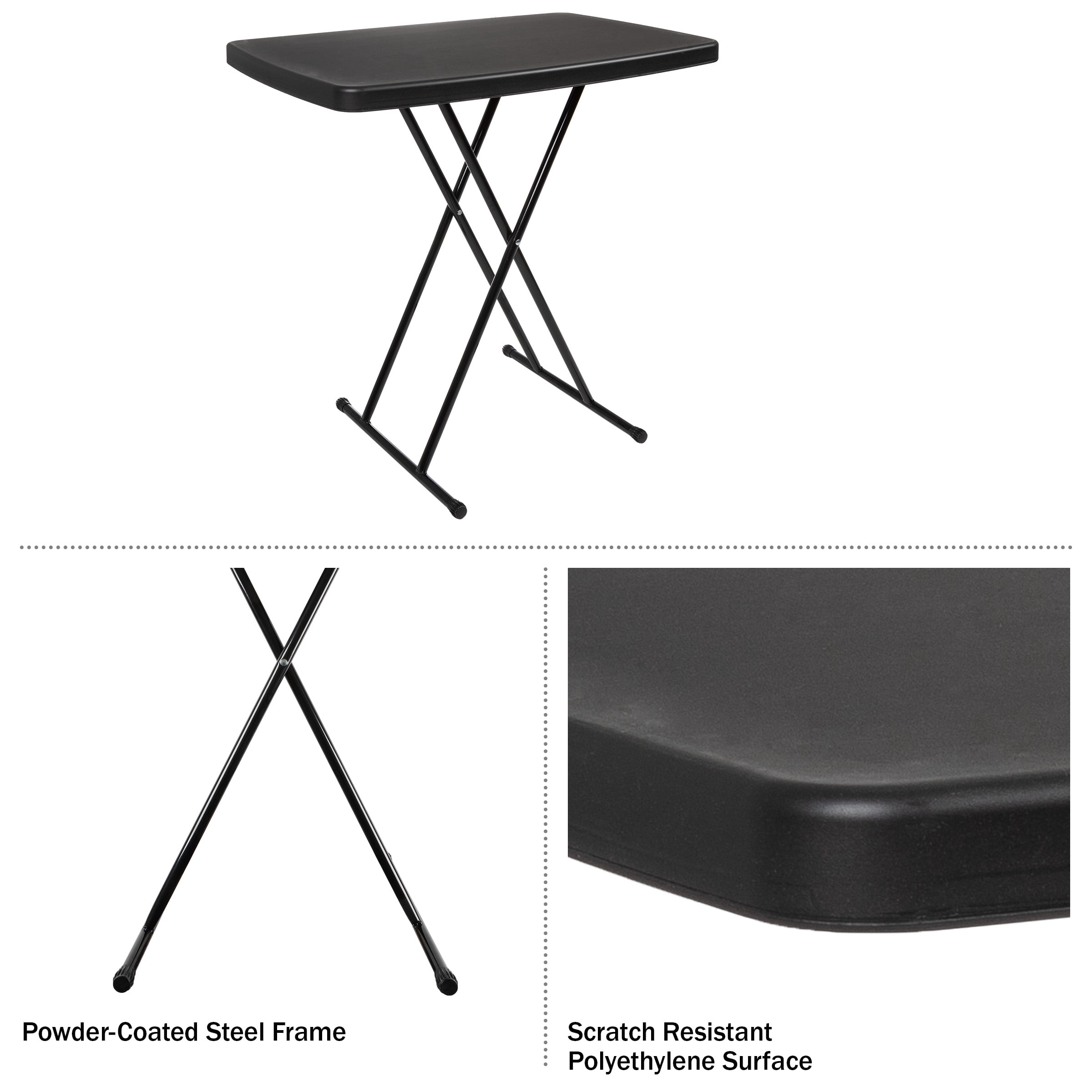 Everyday Home Set of 2 Folding Tables for Camping, Cards, and Crafts, Black