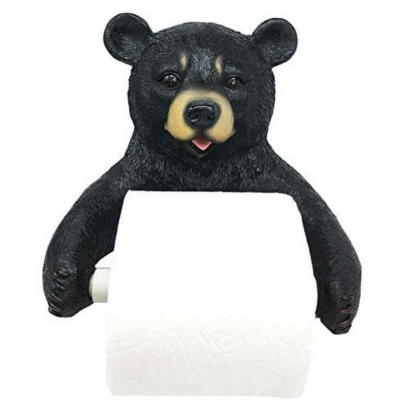 Darling Black Bear Toilet Paper Holder Bathroom Wall Decoration for Cozy Cabin and Hunting Lodge Decor Figurine