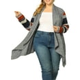 thumbnail image 2 of GRACE & GRANDEUR Cardigan à Rayures Léger pour Femme Grande Taille Chandail Manteau 1X Gris, 2 of 8