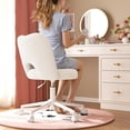 thumbnail image 3 of Silla de tocador DurayLoly con ruedas sin brazos, color blanco ultrasuave, 3 of 9