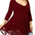 thumbnail image 2 of Vestido corto de empalme de encaje de talla grande para mujer Blusa de manga larga sexy Top informal de trabajo Methold AP1427-01B, 2 of 7