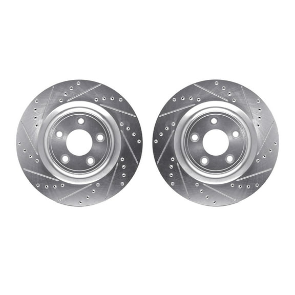 Dynamic Friction Company Rear Brake Rotors-Drilled and Slotted-Silver 7002-20027