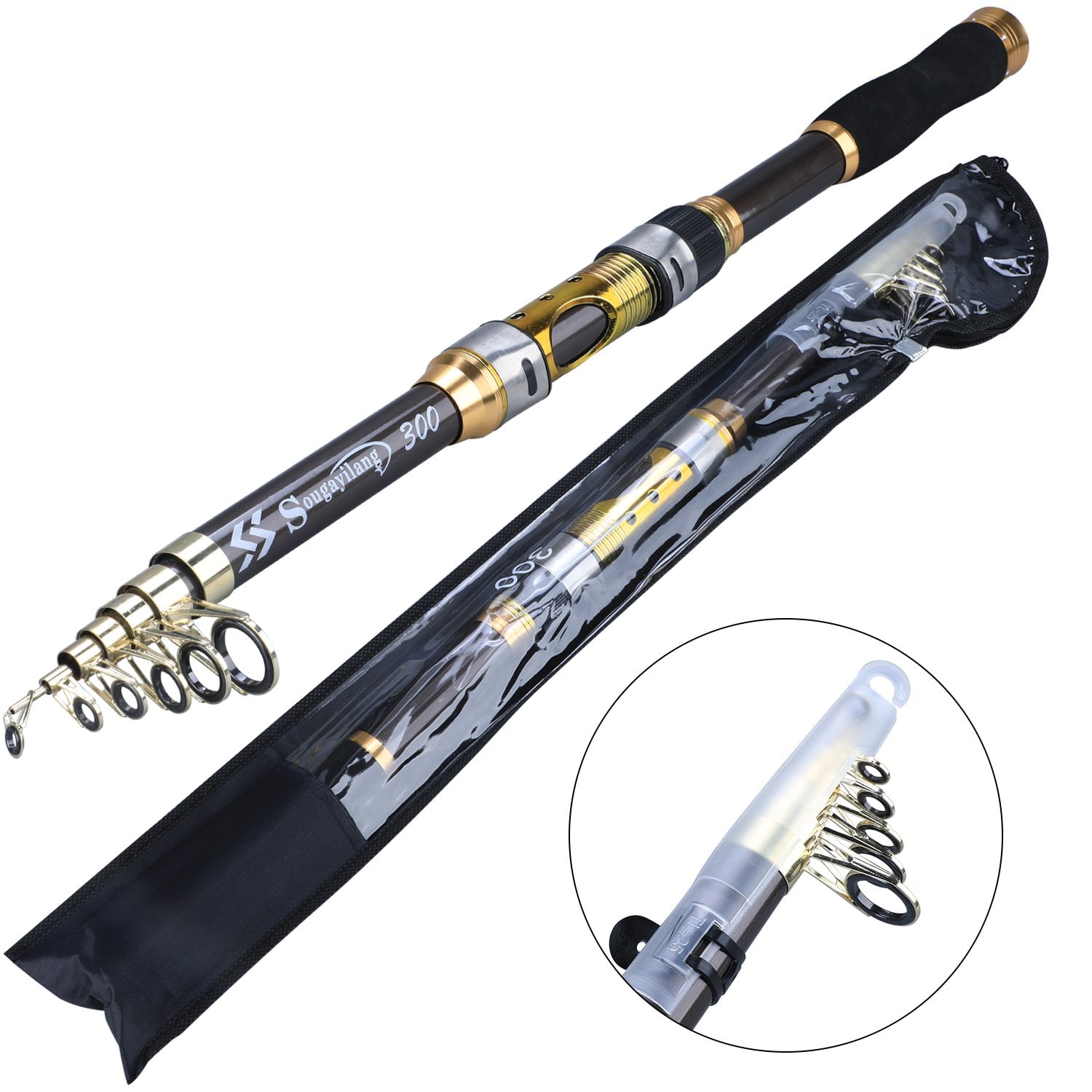 2.1m-3.6m Extendable Spinning Fishing Rod Carbon Trout Carp Telescopic Pole Lure 