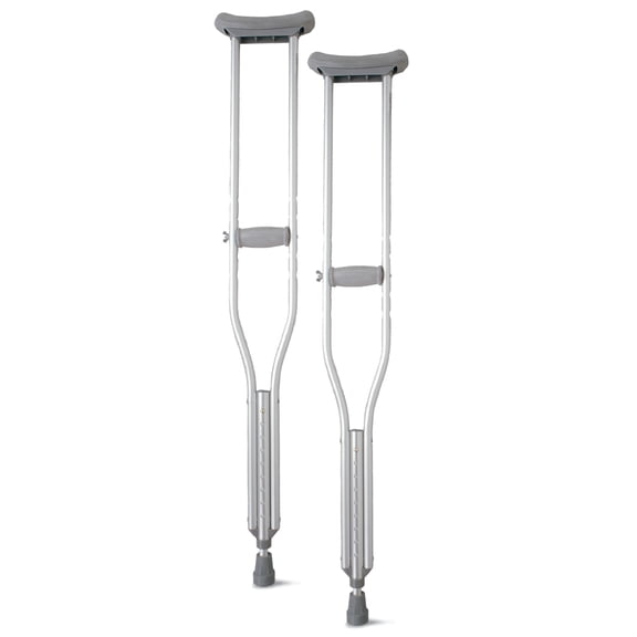 Medline Aluminum Crutches for Kids, Adults and Seniors, Walking Aid, 300 lb Weight Capacity - 1 Pair, Fitting 5'2" to 5'10"