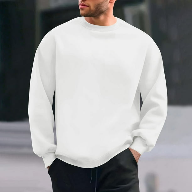 pstuiky camisetas de manga larga para hombre, Sudadera básica de cuello redondo y manga larga informal de color liso para hombre. Camiseta/camiseta de cuello redondo y manga larga. xxl