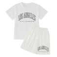 thumbnail image 4 of YuYuBao Toddler Girls Outfits Sets Summer Short Sleeve Los Angeles print Tee Shirts Tops And Shorts Pants Pockets kids girls 2 Pcs Outfit, 9-10 Years, 4 of 4