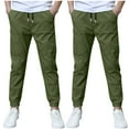thumbnail image 4 of Juslio Boys Pants Casual Solid Cotton 2PC Loose SweatPants Linen Pants, 4 of 6