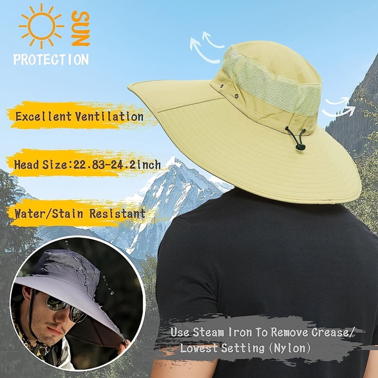 Ilfioreemio Men Super Wide Brim Sun Hat UPF50+ Waterproof  display picture 3