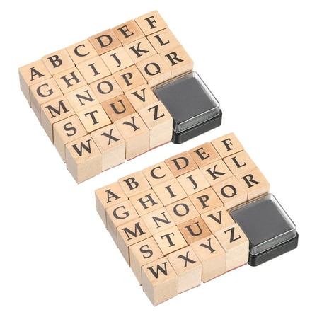 2 Set Letter Stamps Wood Rubber Stamp, Character a to Z Alphabet Stamps Wooden Stamp Stamper, Style 2