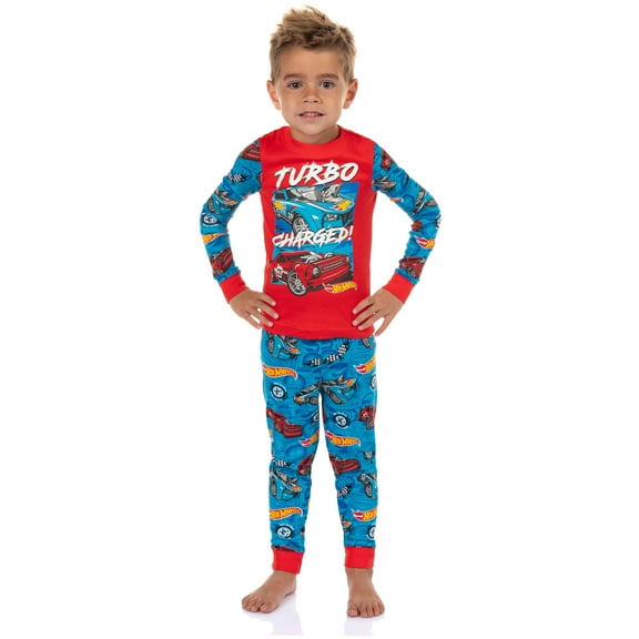 Hot Wheels Pajamas Toddler Boys' Turbo Charged Tight Fit 2-Piece Sleep Lounge Set