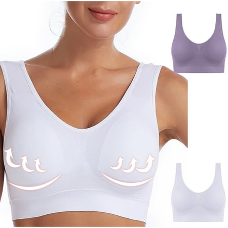 MLCDZ Seamless Sports Bras for Women 2 Pack Wireless Bras Low Impact Stretchy Sports Bra Sleep Comfortable Yoga Sleep Bras with Removable Pads Pack of 2-Multicolor#37 XL