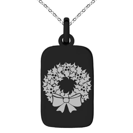 Tioneer Black Stainless Steel Wreath Engraved Small Rectangle Dog Tag Charm Pendant Necklace Com - Rectangular Dog Tag Pendant Necklace Tioneer Black Stainless Steel Wreath Engraved Small Rectangle Dog Tag Charm Pendant Necklace Com - Rectangular Dog Tag Pendant Necklace