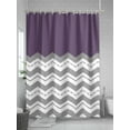 thumbnail image 5 of Shower Curtain Purple Grey Waves Bathroom Curtains with Hooks, Waterproof Fabric Chevron Stripe Bath Shower Curtains Set for Bathroom Bathtubs Decor 72x72 Inch, 5 of 8