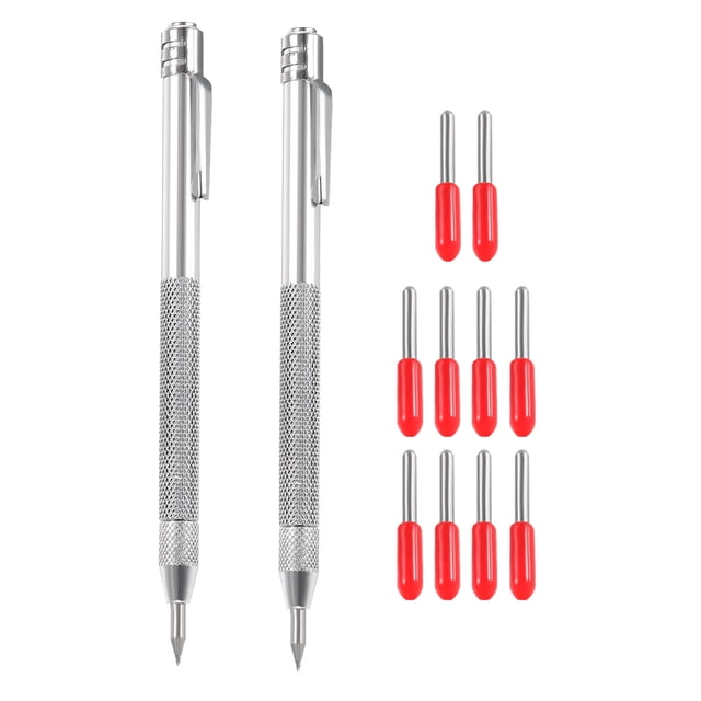 Uxcell 2Pcs Tungsten Carbide Tip Scriber Clip Etching Engraving Pen Magnet Scribe Tools with 10 Replacement Marking Tip